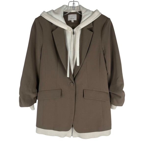 Cinq a Sept Khloe Knitted Sweater Blazer Jacket Hooded Brown Size 4 - Picture 3 of 13